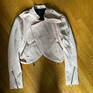 Zara pink cropped Moto jacket